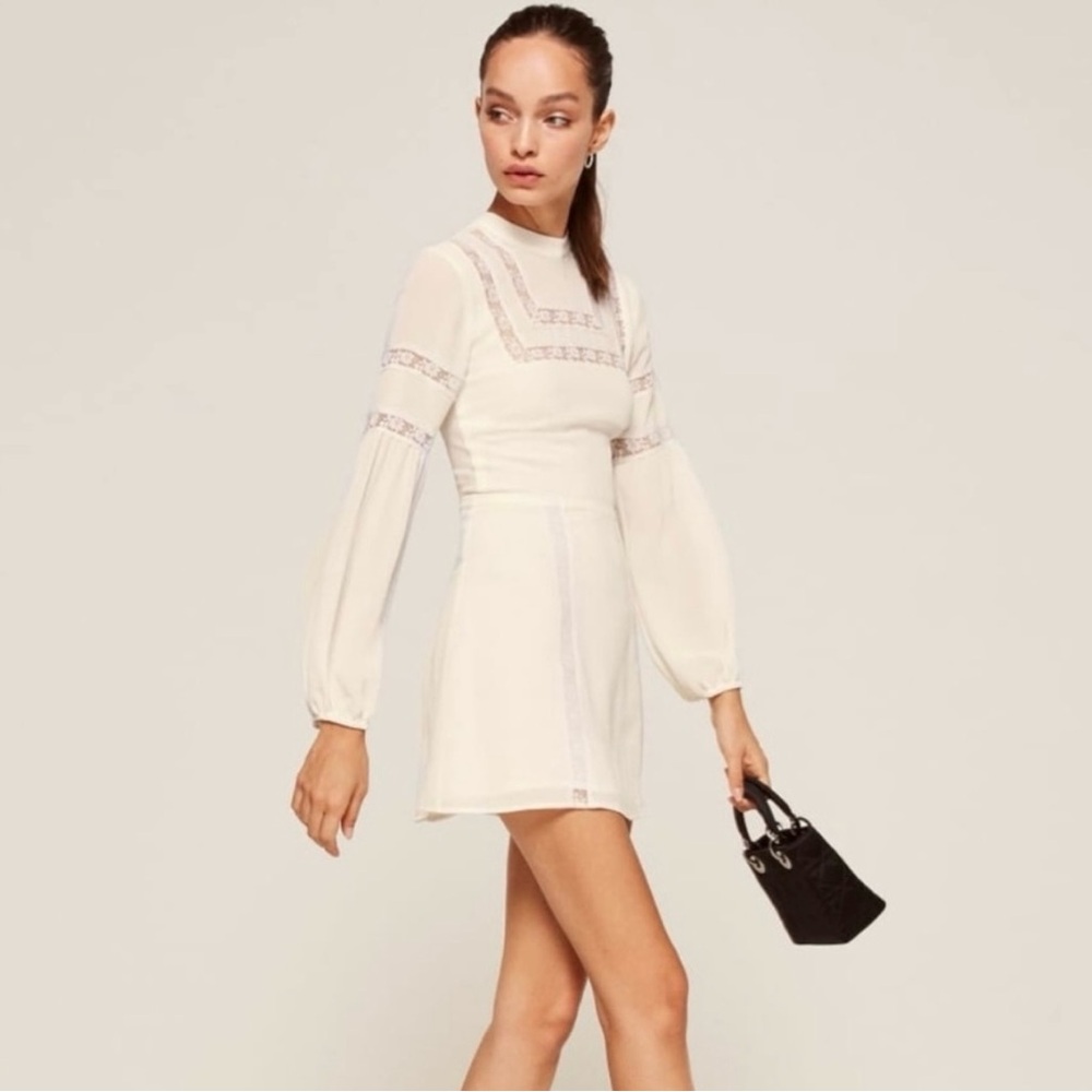 Reformation Cream Long Sleeve Dress